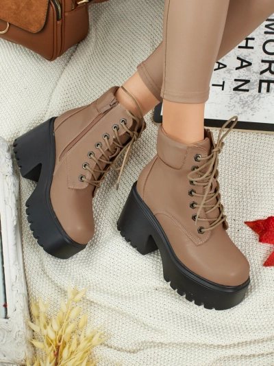 Women's Faux Suede Ankle Boots with Block Heel and Platform Tavlissa