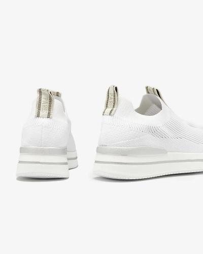 Women's slip-on sports shoes with lettering in white Cerppa- Footwear
