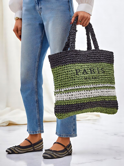 Royalfashion Большая женская соломенная сумка Paris Stripe
