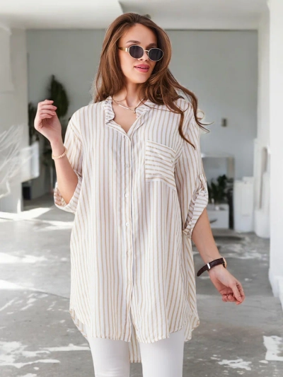 Royalfashion Women's long striped viscose shirt