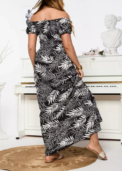 Floral black women's midi dress - Clothing