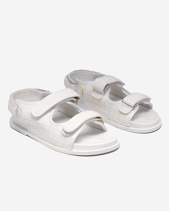 Women's white fabric sandals Desotty - Footwear