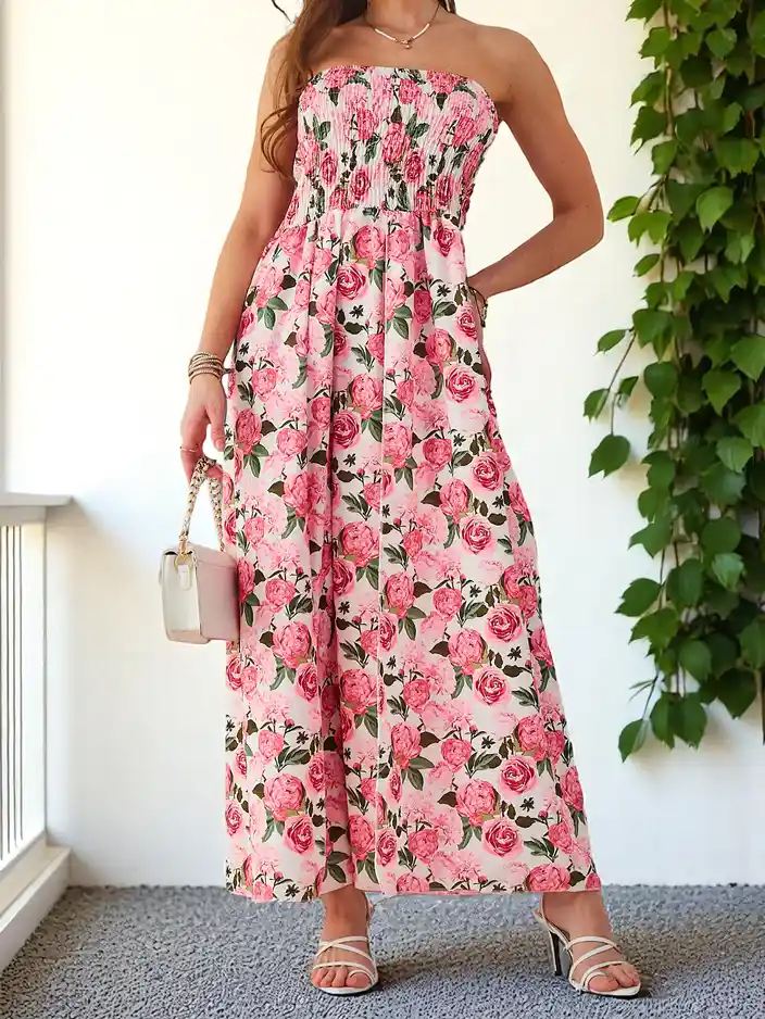 Royalfashion Mustriga naiste midi kleit ilma varrukateta, laia elastse riba ja lõhikute aluses