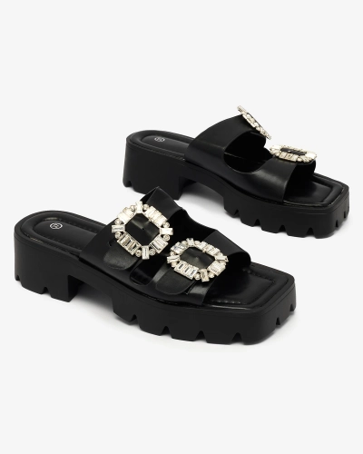 Royalfashion Mustad naiste kaunistatud Tireta kontsaga flip-flopid