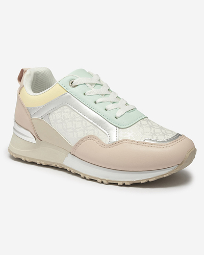 Naiste beežid ja roosad pitsilised spordijalatsid Mnerio- Jalatsid