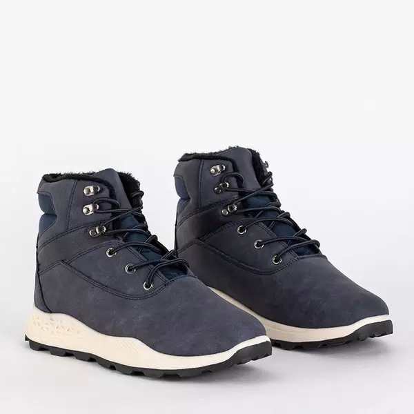 OUTLET Navy blue men's insulated boots Nuok - Footwear