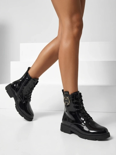 Kalen patent lace-up women's ankle boots