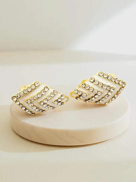 Royalfashion Women's clip-on earrings with cubic zirconia