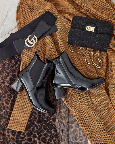 Royalfashion Black women's boots on a low post Nekery