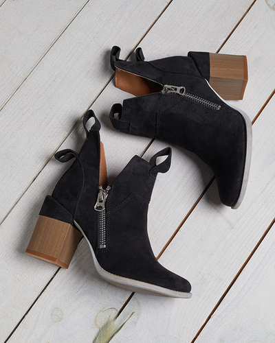 Black women's boots on a square post Darera - Footwear