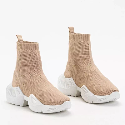 OUTLET Высокие бежевые женские кроссовки Fisa - Обувь