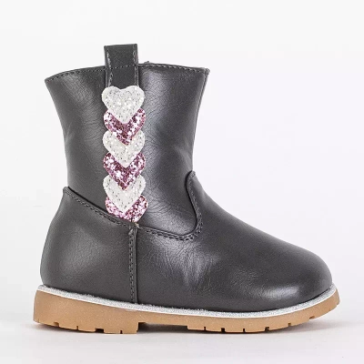 OUTLET Grey girls' boots with decorative upper Nokimi- Footwear