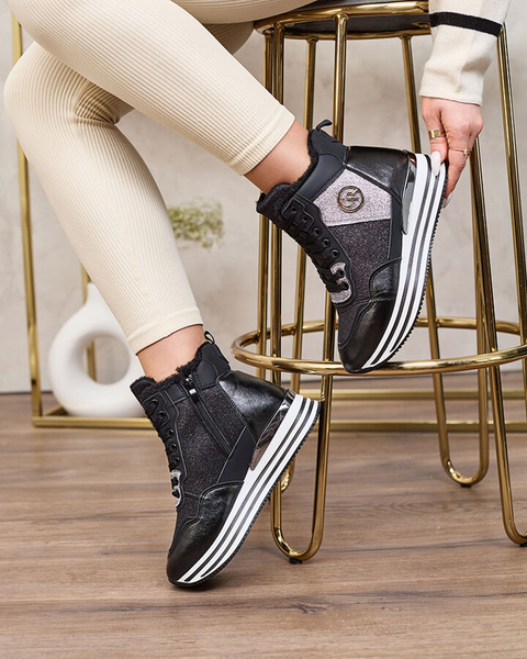 Royalfashion Naiste sportlikud mustad glitteriga tossud Kawellas