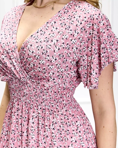 Naiste lilleline roosa midi-kleit - Rõivad