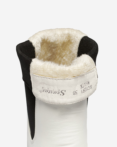 Botki Damskie Astra Białe Skórzane Eleganckie na Jesień