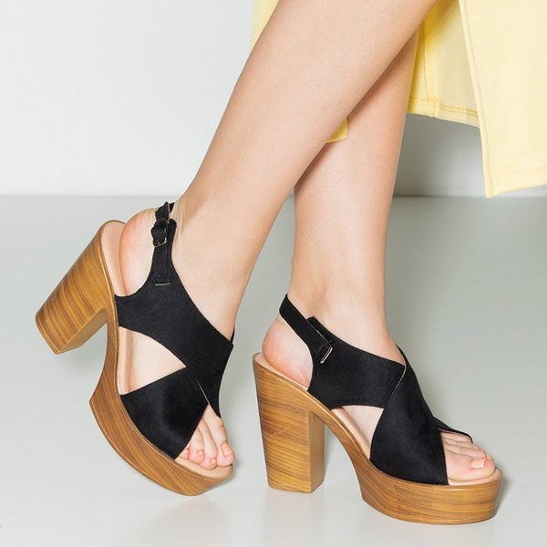 Black women's sandals on a high post Inga - Footwear