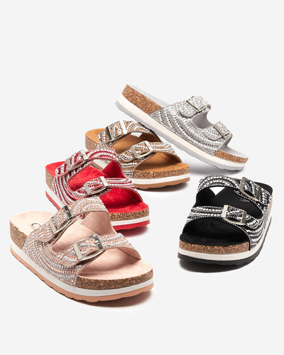 Naiste tsirkooniumoksiidiga mustad sussid Lalud-Footwear