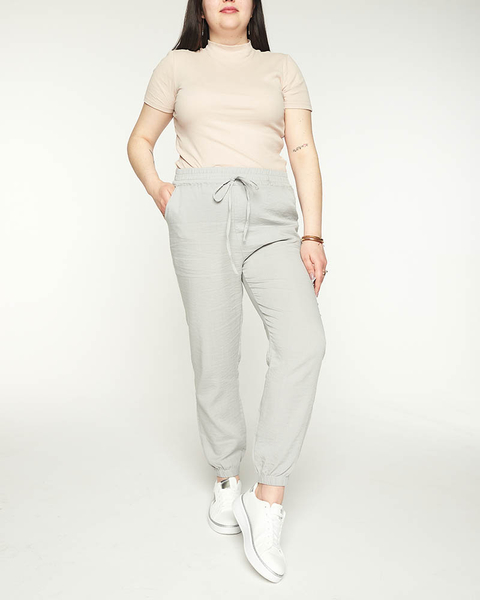 Women's gray fabric joggers PLUS SIZE - Clothing