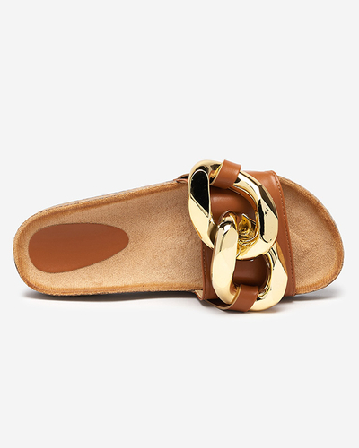 Naiste pruunid kaunistusega sussid Fixci- Footwearis