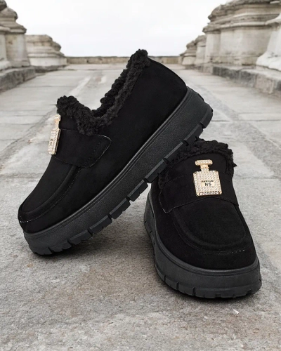 Black Kalliope platform shoes with fur