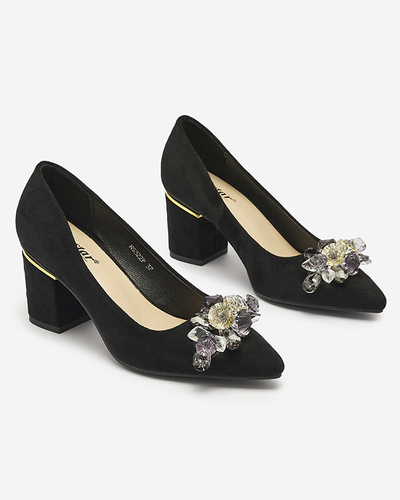 Black women's pumps with colorful crystals Xitas - Footwear