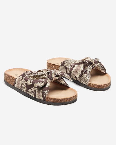 Коричневые тапочки с бантиком Montiana - Обувь