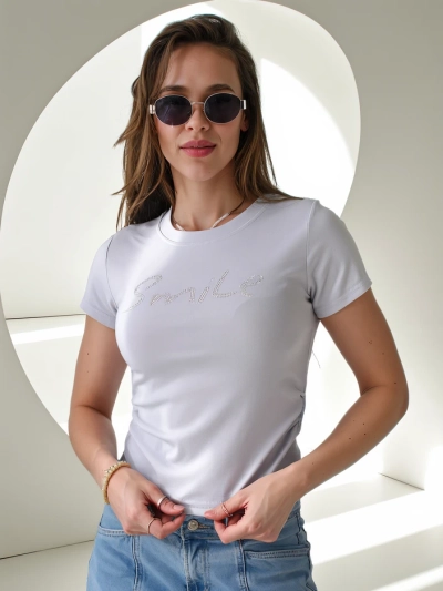 Блуза из хлопка Royalfashion для женщин с надписью