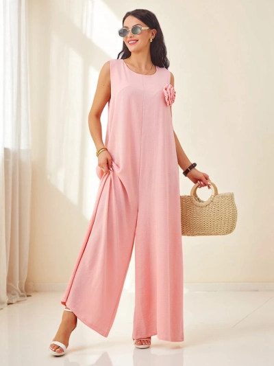 Atena Rosa Palazzo - elegant viscose fabric jumpsuit with straps