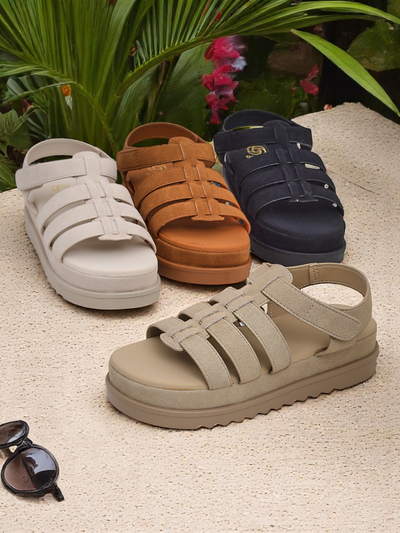 Женские сандалии Heraclea Royalfashion на платформе черные из экокожи