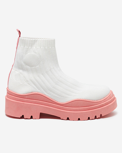Naiste saapad paksemal tallal valge ja roosa värviga Korlic-Shoes