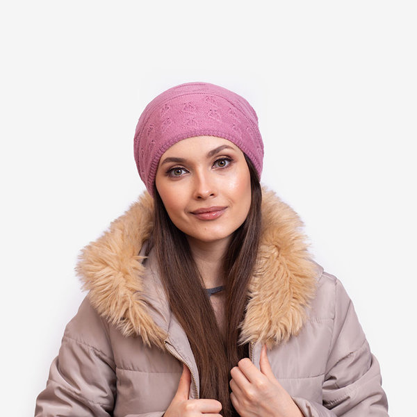 Dark pink warm ladies double layer hat - Accessories