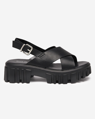 OUTLET Black women's sandals on a massive Otida sole - Footwear