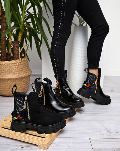 Black lacquered women's boots Osallu- Obuwie