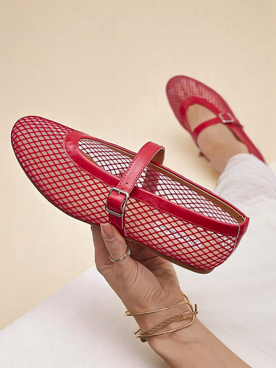 Royalfashion Women’s cutout ballerina flats with a strap Naommi