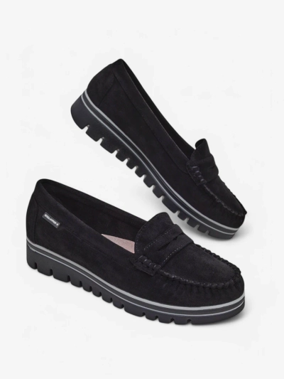 Sabella Black Faux Leather Moccasins