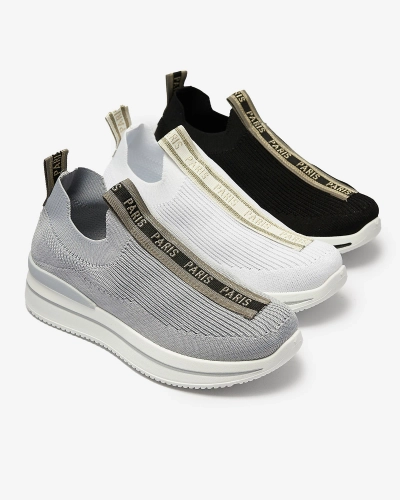 Women's slip-on sports shoes with lettering in black Cerppa- Footwear