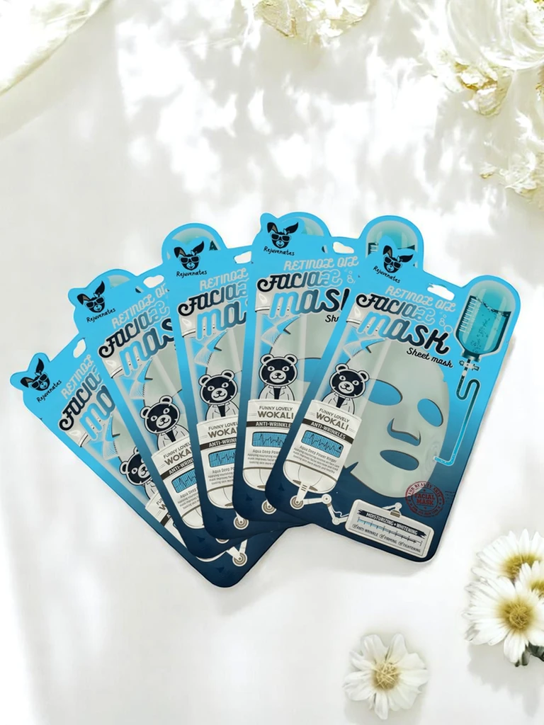 Face mask with retinol, anti-wrinkle, moisturizing, and illuminating