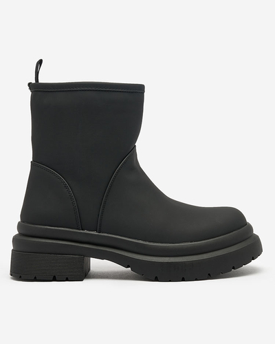 Royalfashion Black matte women's boots with thicker sole Holeopi