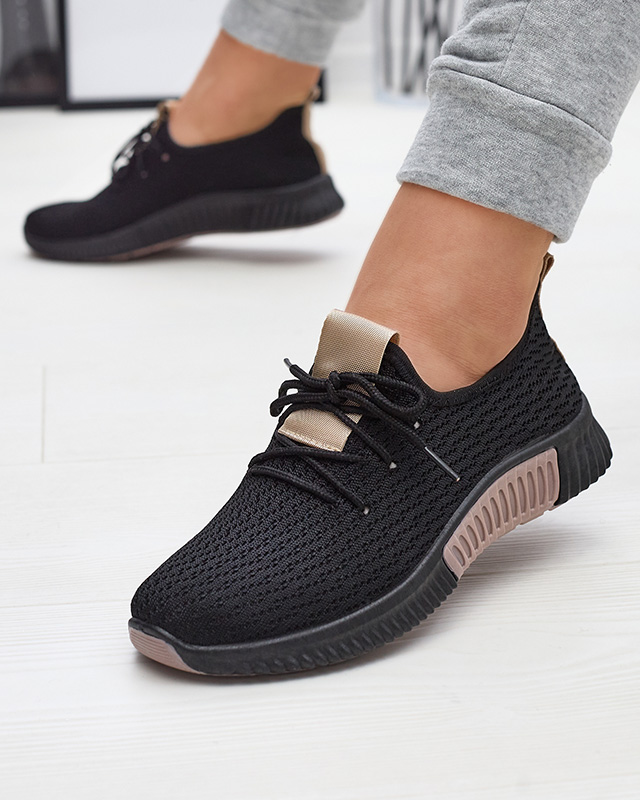 Black women's sports shoes with brown inserts Keteti - Footwear