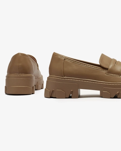 Women's light brown moccasins on a solid sole Desika - Footwear