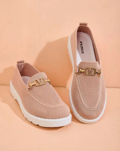 Royalfashion Women's fabric moccasins with gold embellishment Erticae