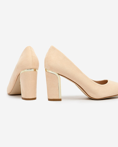Royalfashion Beige women's eco suede post pumps Afrogosa