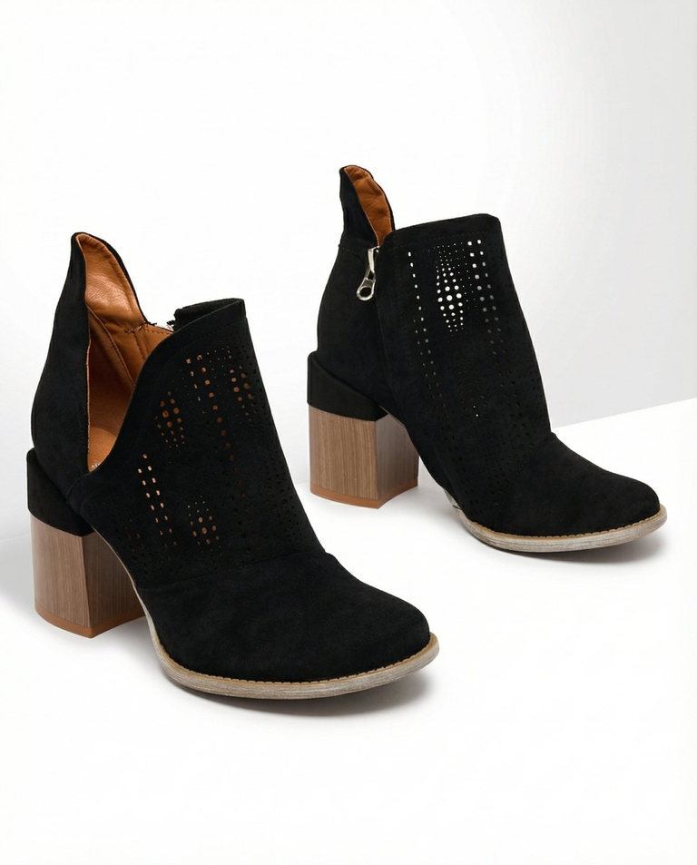 Royalfashion Openwork post boots in black Revivela