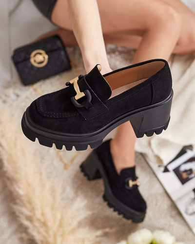 Elegantsed Vulcano seemisnahast mustad sandaalid