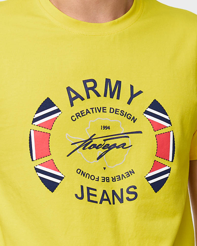 Yellow male printed t-shirt - Clothing