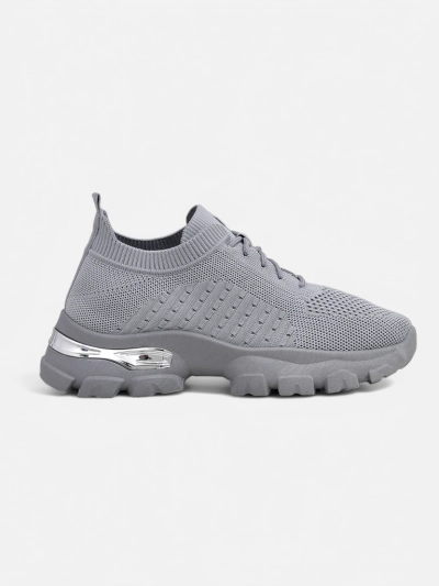 Women's Atenea Light Gray Fabric Sneakers on a 4.5 cm Flat Sole