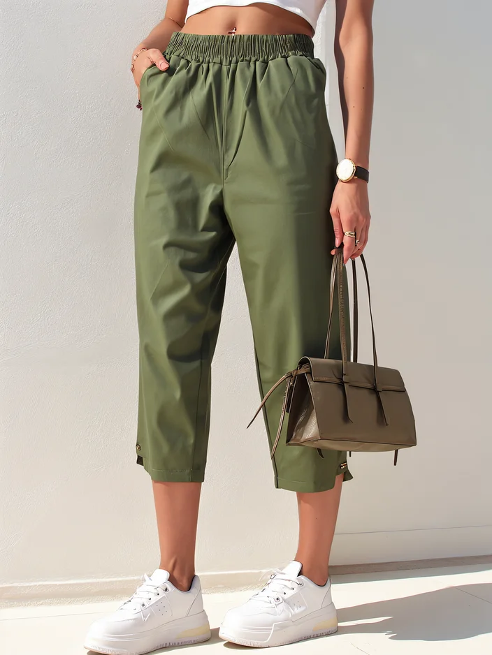 Royalfashion Простые женские тканевые брюки 7/8