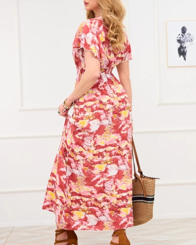 Punane naiste pikk kleit moekate mustritega - Rõivad