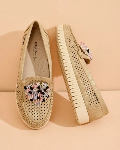 Royalfashion Women's beaded openwork moccasins Namis