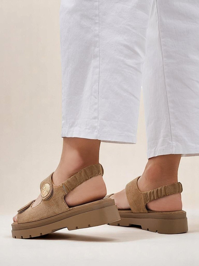 Naiste sandaalid Royalfashion Callisto pruunid öko-nahast platvormiga